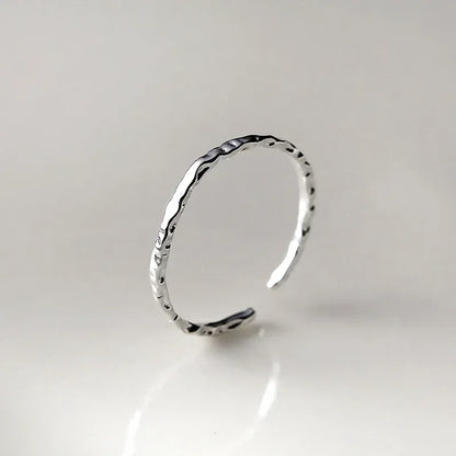 Real 925 Sterling Silver Minimalist Geometric Round Adjustable Rings for Women Trendy Fine Jewelry Irregular Accessories