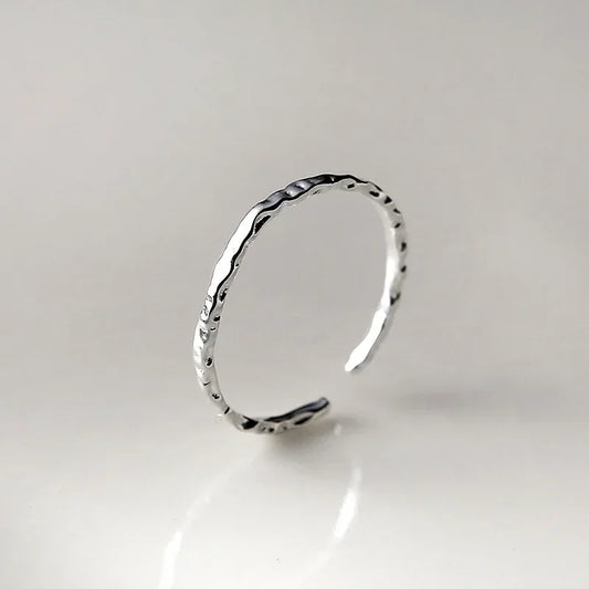 Real 925 Sterling Silver Minimalist Geometric Round Adjustable Rings for Women Trendy Fine Jewelry Irregular Accessories
