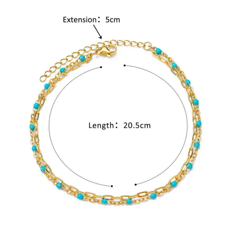 Anklets for Women Stainless Steel Stone Beaded Chain Anklet Summer Beach Accessories Boho Leg Bracelets Jewelry Tobilleras Mujer