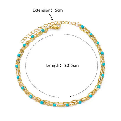 Anklets for Women Stainless Steel Stone Beaded Chain Anklet Summer Beach Accessories Boho Leg Bracelets Jewelry Tobilleras Mujer