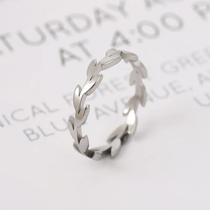 Stainless Steel Fashion Women's Open Enclose Leaf Rings Girls Botanical Women Knuckle Leaves Rings Wedding Party ins Jewelry
