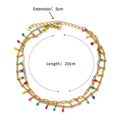Anklets for Women Stainless Steel Stone Beaded Chain Anklet Summer Beach Accessories Boho Leg Bracelets Jewelry Tobilleras Mujer