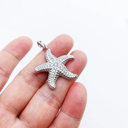 Pendants Starfish Pave,2019 Brand Glam Fashion Jewelry Europe Trendy 925 Sterling Silver Bijoux Accessories Gift For  Woman