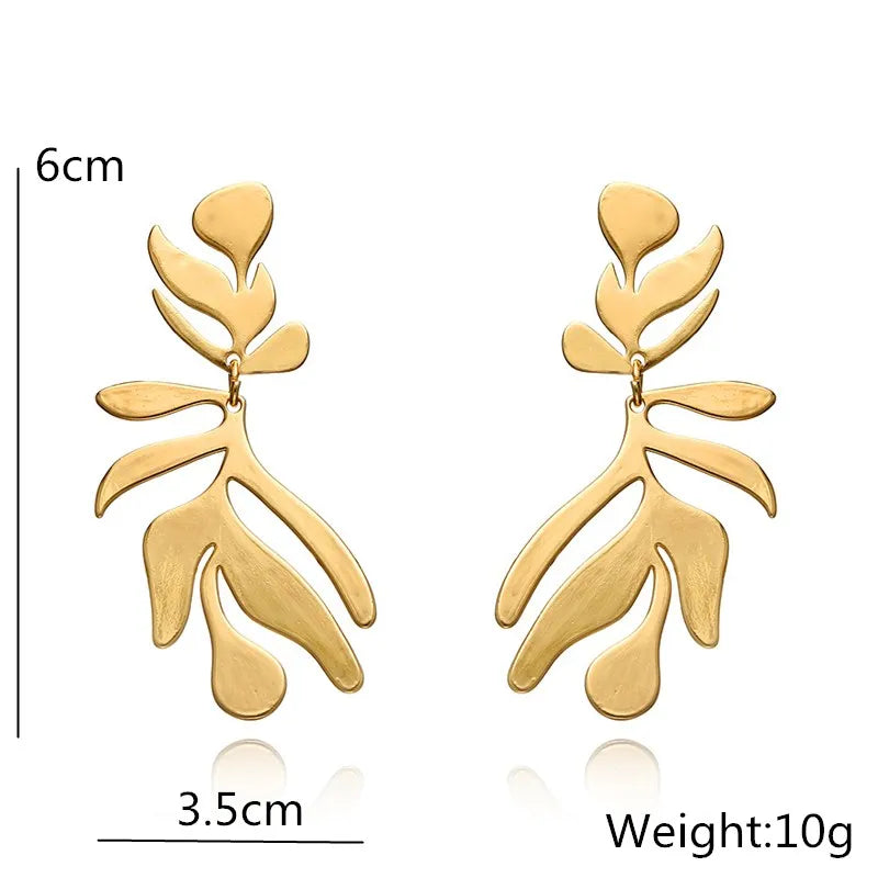 Retro Exaggerate Metal Statement Earrings for Women European Fashion Round Star Square Leaf Twist Geometry Long Earrings Jewelry
