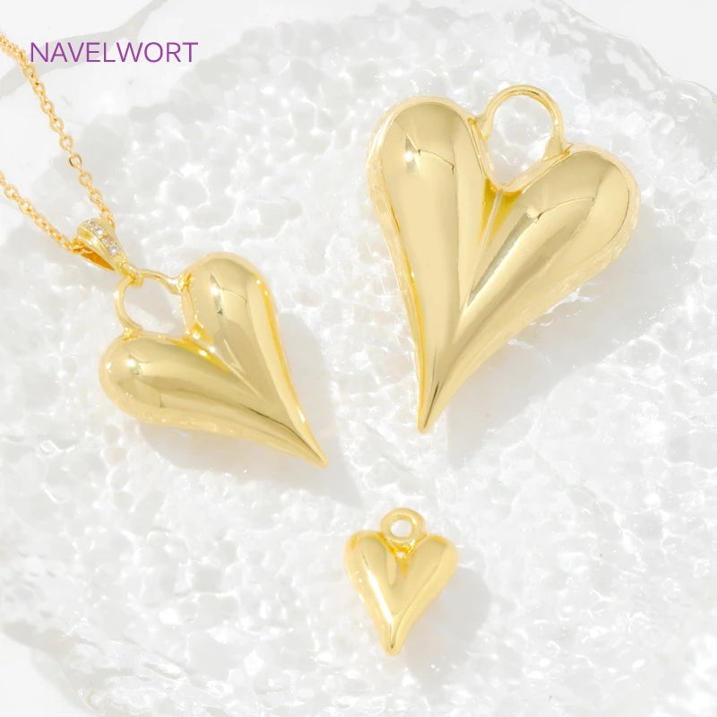 Pendants For Jewelry 18K Gold Plated Brass Heart Charms Pendants For Fashion Necklace Making Supplies DIY Jewelry Accessories