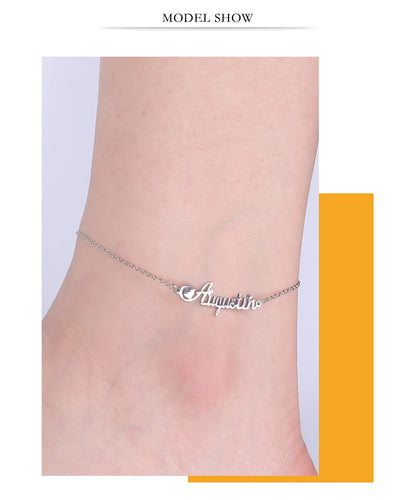 Lemegeton Customized Name Anklets for Women Men Personalized Foot Anklet Stainless Steel Chain Anklet Beach Summer Jewelry Gifts