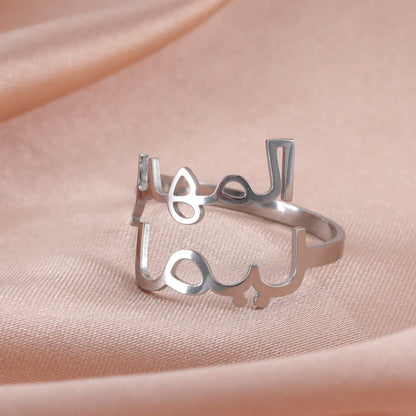 Custom Double First Name Finger Ring For Women Men Personalized Rings Couple Family Gift Gold Color Stainless Steel Jewelry