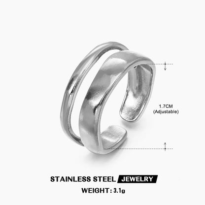 Stainless Steel Irregular Geometric Open Rings for Women Gold Color Texture Couple Wedding Ring Trendy Elegant Aesthetic Jewelry