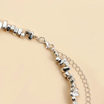 LATS Heart Beaded Necklace Women Boho Crystal Class Gravel Clavicle Chain Cool Y2K Choker Exquisite Fashion Jewelry