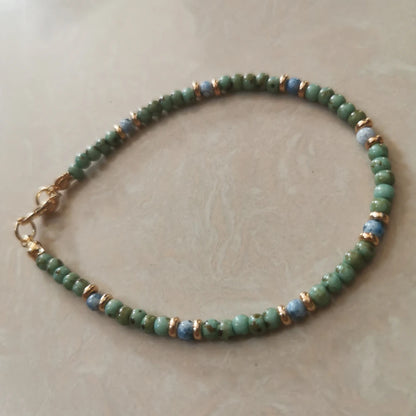 Natural Stone Beaded Anklets for Women Handmade Beach Boho Turquoise Beads Ankle Bracelet Jewelry Gift for Her