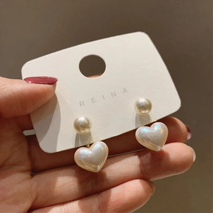 New Fashion love Heart Pearl Earrings for Women Sweet Elegant Temperament Drop Earring Trend Jewelry Accessories