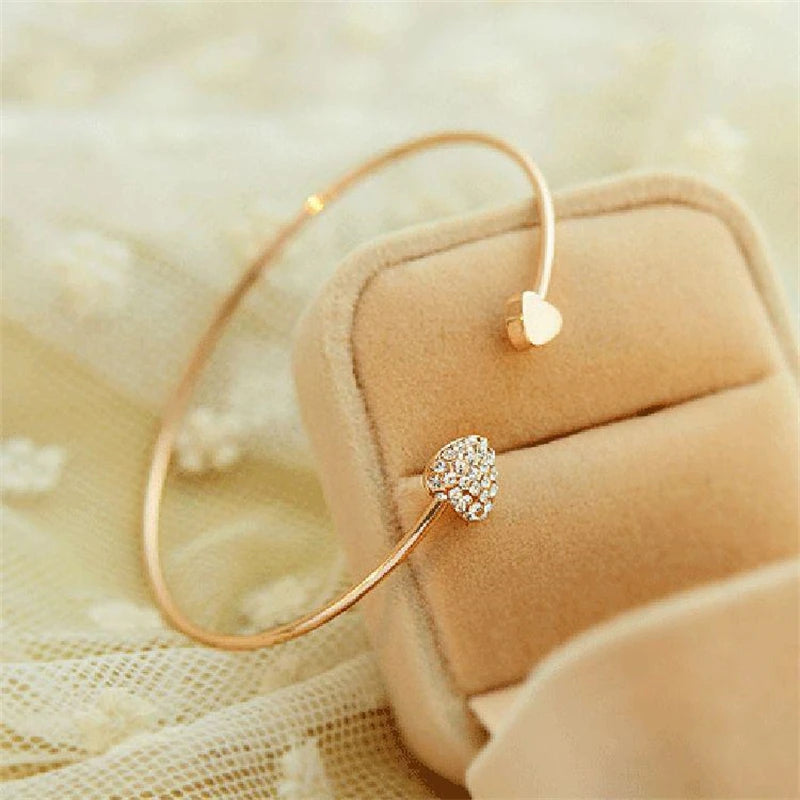 Silver Plated Micro Zircon Open Bangle For Women 2023 Korean Simple Design Hollow Versatile Bracelet Wedding Jewelry Party Gift
