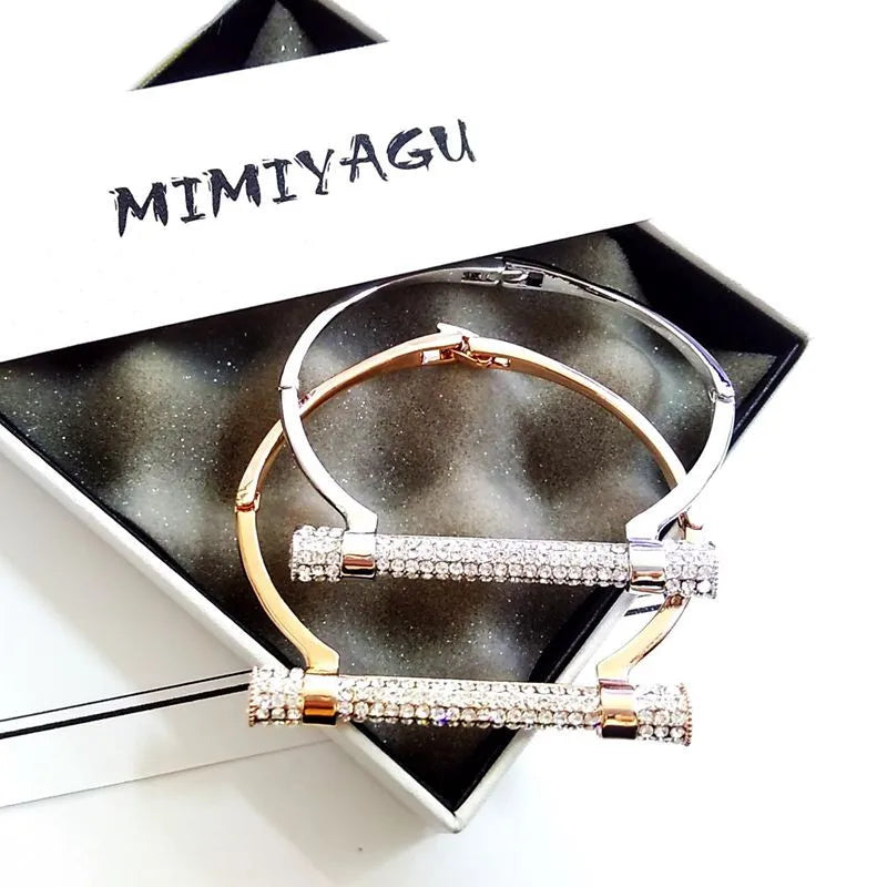 Famous  Luxury Full Crystal  Cuff Bracelets Bangle  For Women Rhinestones   Arm  Jewelry