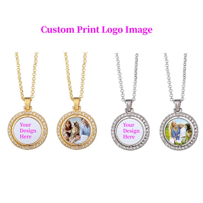 Custom Round Pendants Necklace Fashion Jewelry DIY Print Your Design Customize Birthday Anniversary Valentine's Day Gift