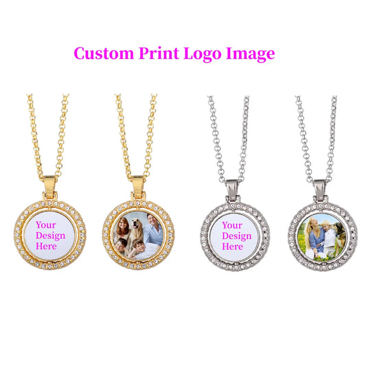 Custom Round Pendants Necklace Fashion Jewelry DIY Print Your Design Customize Birthday Anniversary Valentine's Day Gift