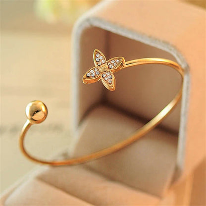 Silver Plated Micro Zircon Open Bangle For Women 2023 Korean Simple Design Hollow Versatile Bracelet Wedding Jewelry Party Gift