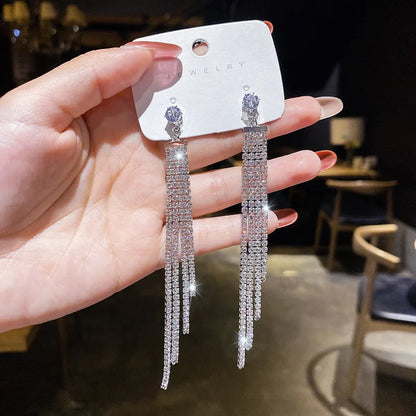 2023 New Fashion Trend Unique Design Elegant Delicate Zircon Water Drop Earrings Women Jewelry Party Premium Gift Wholesale