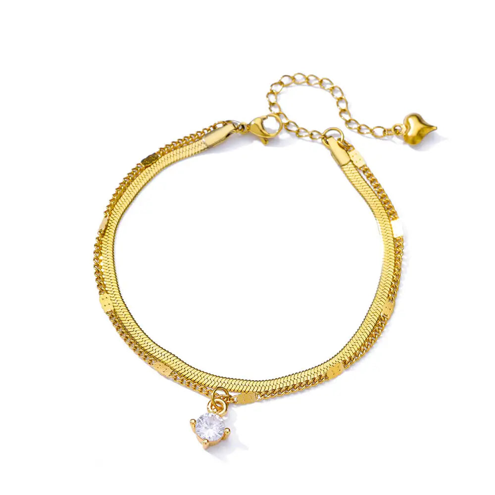 Elegant Zircon Flowers Bracelet For Women Girls Charm Gold Color Stainless Steel Plant Bracelets Luxury Designer Jewelry Gifts