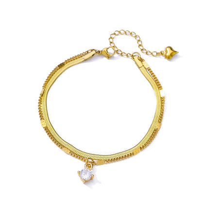 Elegant Zircon Flowers Bracelet For Women Girls Charm Gold Color Stainless Steel Plant Bracelets Luxury Designer Jewelry Gifts