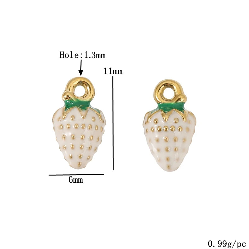 3pcs/lot Stainless Steel Enamel Strawberry Charms Pendants for DIY Jewelry Necklace Earrings Bracelets Making Accessories