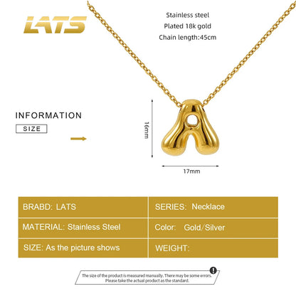 LATS 26 English Letter Gold Color Stainless Steel Necklace for Women Personalized Jewelry Gifts Fashion Accessories