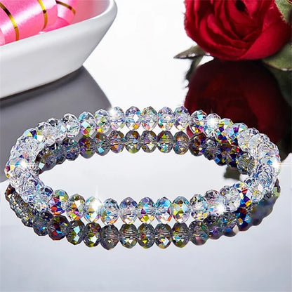 Shining Colorful Crystal Bead Bracelet for Women Fashion Handmade Adjustable Braid Rope Chain Bracelet Female Party Jewelry Gift
