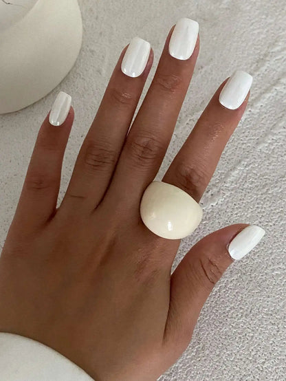 Ingemark Vintage Irregular Smooth Resin Plastic Rings for Women New Trend Boho Geometric Finger Rings Aesthetic Party Jewelry