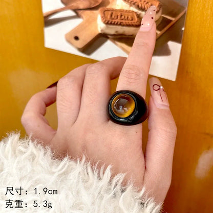 HANGZHI Irregular Wide Large Chunky Rings for Women Vintage Acrylic Resin Autumn Winter Geometric Stacking Wear Finger Jewelry