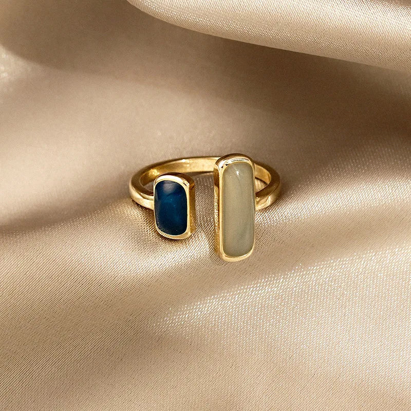 Shell Opal Stone Cuff Rings For Women Girl 2024 New Trend Fashion Personalized Vintage Jewelry Ladies Gifts Party anillos mujer