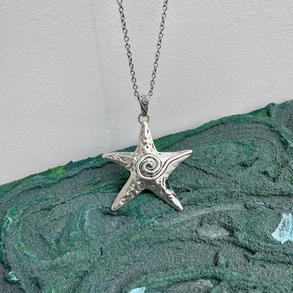 LATS Starfish Pendant Necklace Female Niche Retro Sweet Cool Spicy Girl Style Subculture Ins Starry Starfish Collarbone Chain