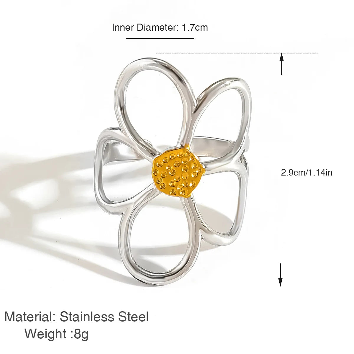 Sterling Silver Rings for Women Couple Minimalist Handmade Simple Big Flower Ring Party Jewelry Gift Prevent Allergy