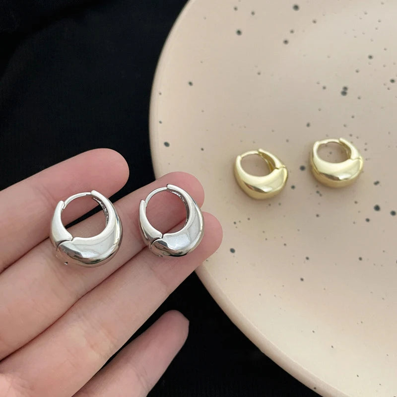 Punk Oval Hoop Earrings Metallic Geometric Ear Buckle Minimalist Style U-shaped Ear Buckle Daily Life Earring Accessories