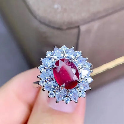 100% Natural Ruby Ring for Engagement 0.4ct silver 925 jewelry luxury sterling silver rings luxury jewelry designers