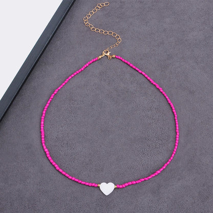 LATS Colorful Seed Beads Choker Nekklace for Women Girl New Love Heart Design Collar Fashion Jewelry Wholesale Dropshipping