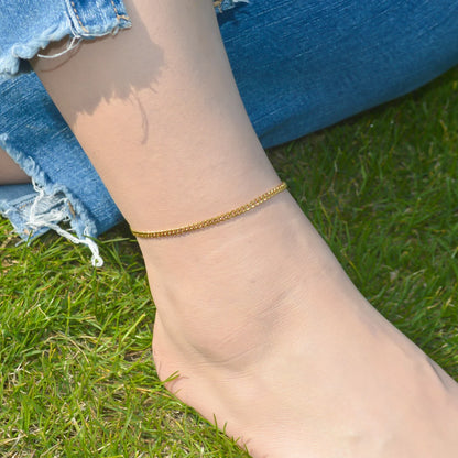 2024 Summer New Gold Color Anklets For Women Stainless Steel Firga Chain Feet Jewelry Layered Link Chain Accessory