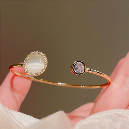 Silver Plated Micro Zircon Open Bangle For Women 2023 Korean Simple Design Hollow Versatile Bracelet Wedding Jewelry Party Gift