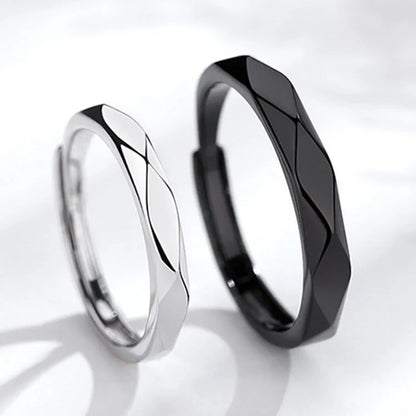 Fashion Black White Ring Geometric Irregularities Smooth Couple Adjustable Rings Simplicity Student Party Jewelry