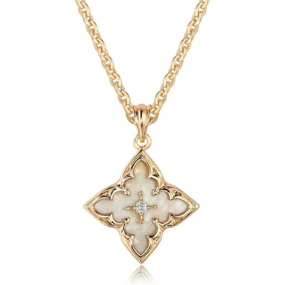 Clover Necklace for Women Dainty Gold Plated CZ Pendant Necklace Adjustable Chain Clover Pendant Necklaces for Women Jewelry