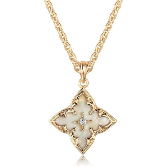 Clover Necklace for Women Dainty Gold Plated CZ Pendant Necklace Adjustable Chain Clover Pendant Necklaces for Women Jewelry