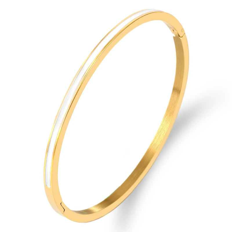 Zalman Colorful Enamel Bangles Women Gold Color Stainless Steel Simple Romantic Bracelet Never Fade Wholesale 2023