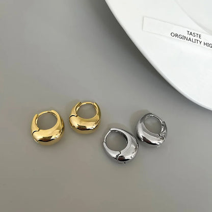 Punk Oval Hoop Earrings Metallic Geometric Ear Buckle Minimalist Style U-shaped Ear Buckle Daily Life Earring Accessories