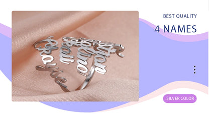 Custom Double First Name Finger Ring For Women Men Personalized Rings Couple Family Gift Gold Color Stainless Steel Jewelry