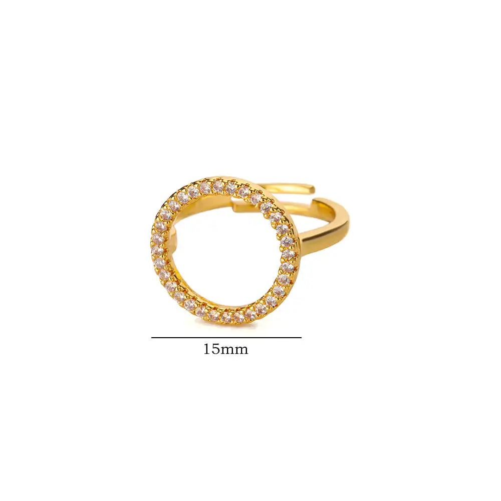 Zircon Cristal Geometric Rings For Women Stainless Steel Gold Color Adjustable Finger Ring Trendy Wedding Luxury Jewerly Gift