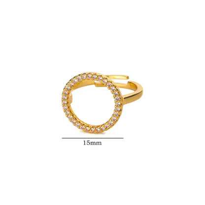 Zircon Cristal Geometric Rings For Women Stainless Steel Gold Color Adjustable Finger Ring Trendy Wedding Luxury Jewerly Gift