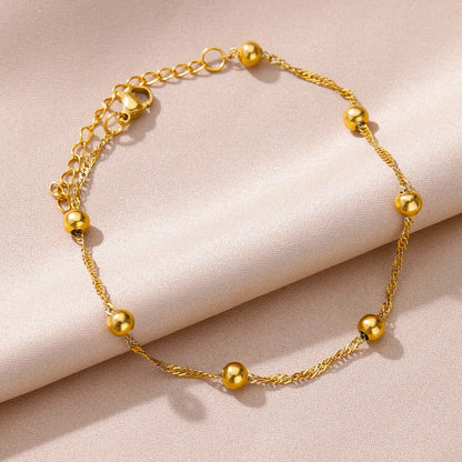 Anklets for Women Stainless Steel Stone Beaded Chain Anklet Summer Beach Accessories Boho Leg Bracelets Jewelry Tobilleras Mujer