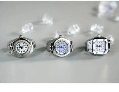 Kiss Jewelry Vintage Y2K Finger Watch Rings for Women Men Elastic Stretchy Roman Quartz Mini Watches Rings Punk anillos Gift