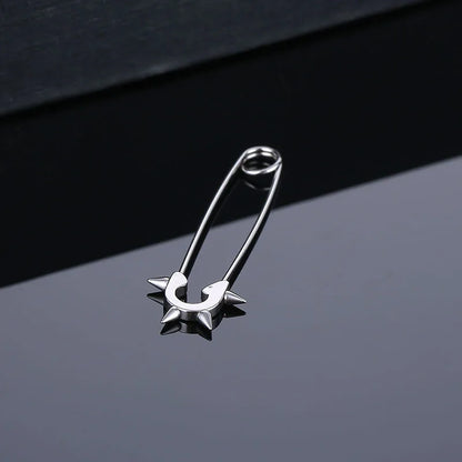 2Pcs/1Pair Funny Stainless Steel Pin Spikes Earrings for Women Man Paperclip Safety Steel Stud Punk Earrings Gothic Jewelry