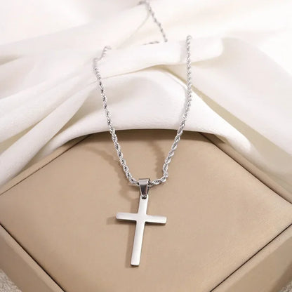 New Stainless Steel Cross Pendant Necklace for Men Women Minimalist Gold Color Jewelry Male Female Necklaces Chokers Gifts 2024