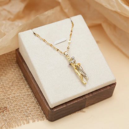 LATS Stainless Steel Couple Hugging Pendant Necklace for Women Men Silver Color Love Chain Good Friend Gifts Fashion Jewelry