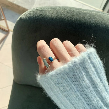 Shell Opal Stone Cuff Rings For Women Girl 2024 New Trend Fashion Personalized Vintage Jewelry Ladies Gifts Party anillos mujer